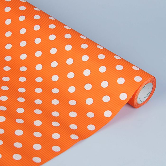 Бумага упаковочная крафт "Горох на оранжевом", 0.5 х 10 м