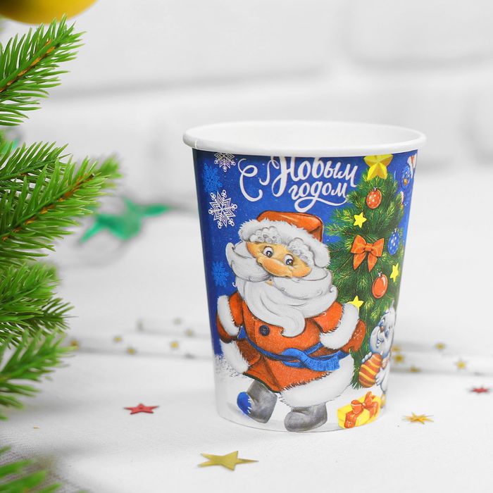 Стакан бумажный "Дед мороз с зайчонком" (250 мл)