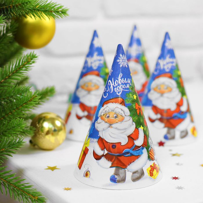 Колпак бумажный  "Дед мороз с зайчонком"