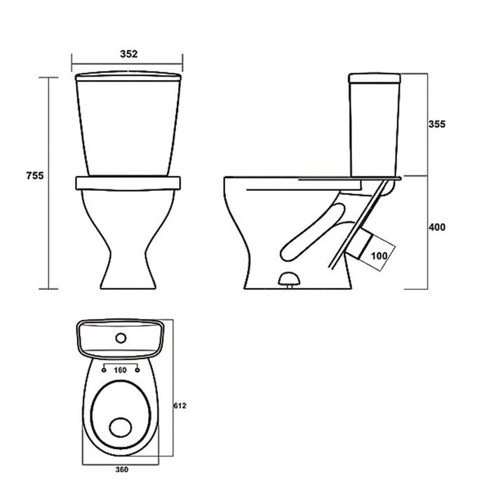 Унитаз-компакт "Эталон Люкс", арматура 1-режим. Alca Plast, белый