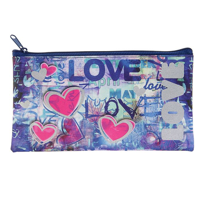Пенал мягкий 1 отд. плоский 105*195 ПМ 1-24 дев Love граффити
