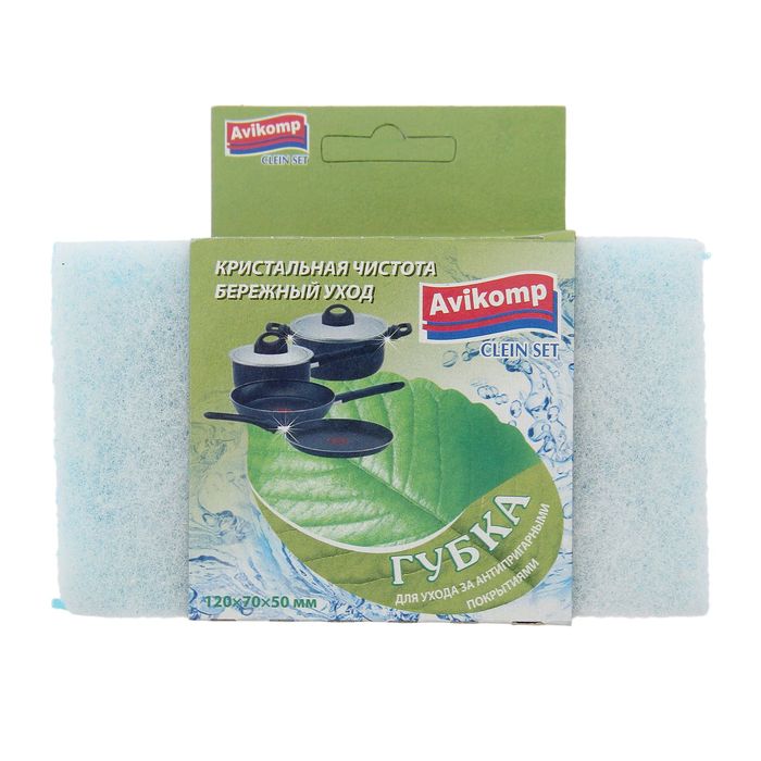 Губка для ухода за антипригарными покрытиями Clein Set, деликатный полимер, 12х7х5 см, 1 шт