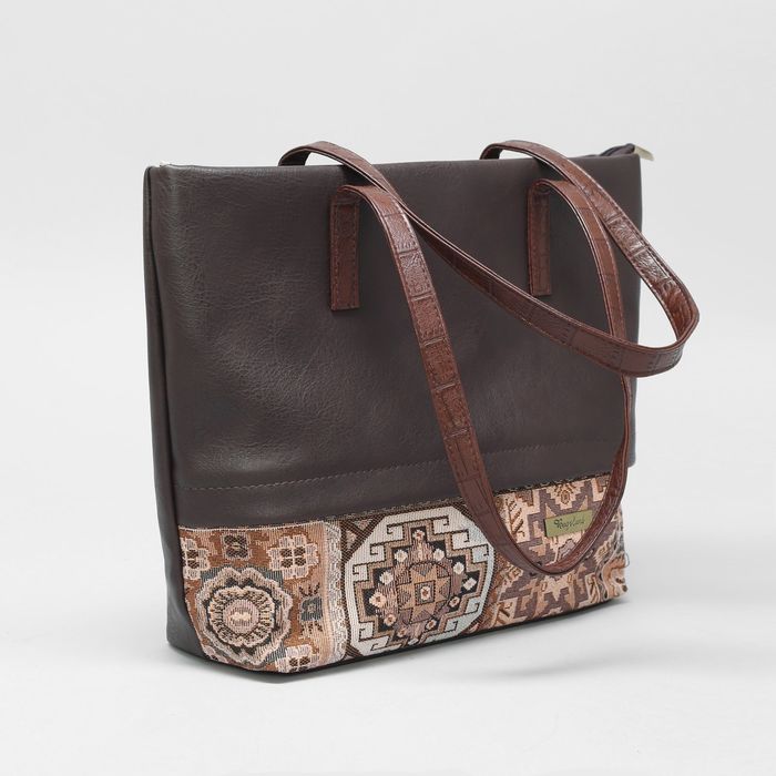 Сумка женская на молнии, 1 отдел, наружный карман, цвет тёмно-коричневый