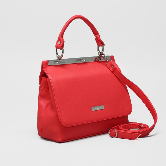 Сумка женская на молнии, 2 отдела, наружный карман, цвет красный