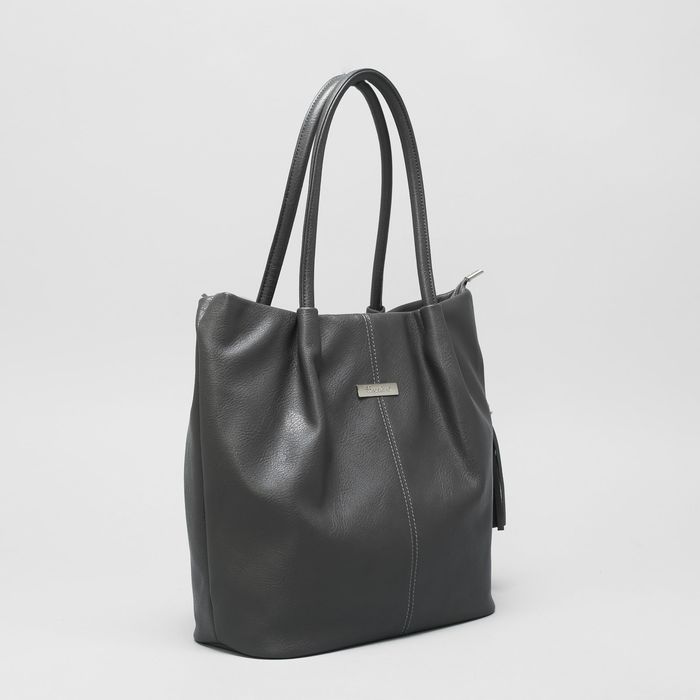 Сумка женская на молнии, 1 отдел с перегородкой, наружный карман, цвет тёмно-серый