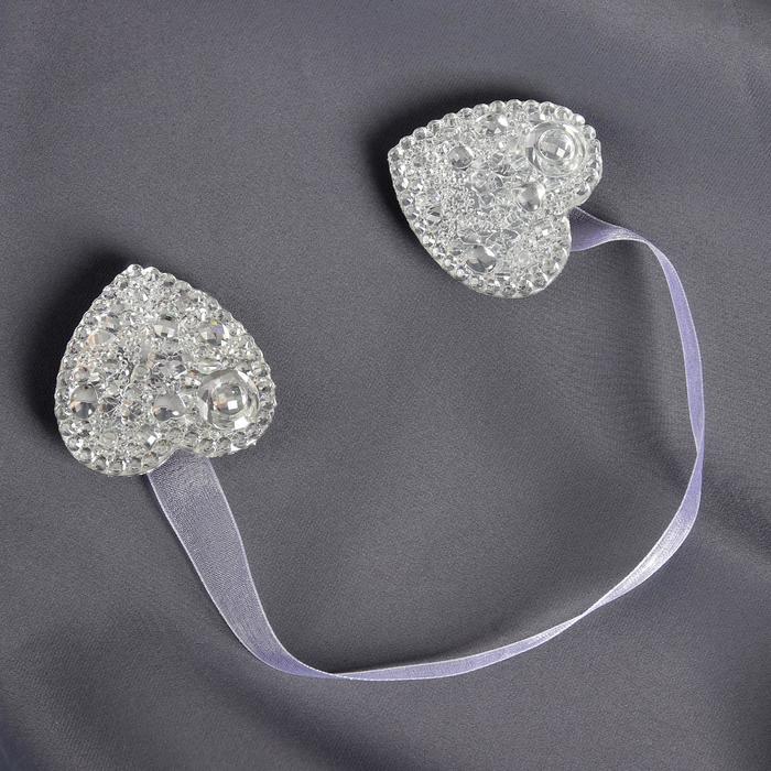 Подхват для штор на ленте "Сверкающее сердце", цвет белый