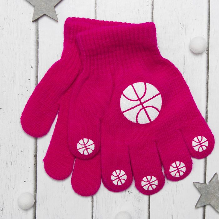 Перчатки детские Collorista "Мячики", размер 16 (р-р произв. 8), цвет фуксия