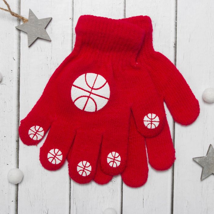 Перчатки детские Collorista "Мячики", размер 16 (р-р произв. 8), цвет красный