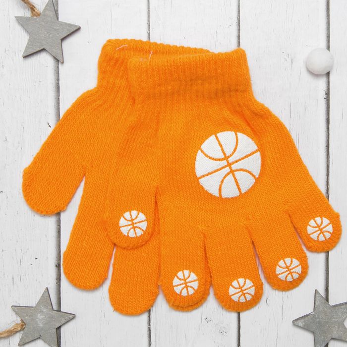 Перчатки детские Collorista "Мячики", размер 16 (р-р произв. 8), цвет оранжевый