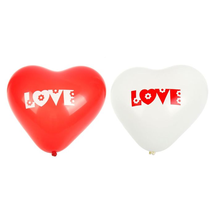 Шар латексный  10" сердце LOVE , цвета МИКС (набор 50 шт)
