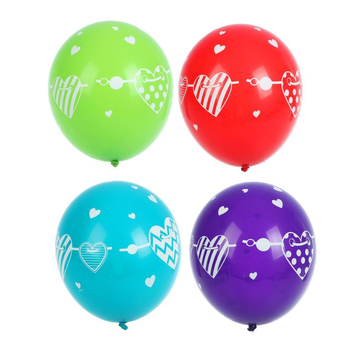 Шар латексный Шелк 11" Гирлянда сердец, цвета МИКС (набор 25 шт)