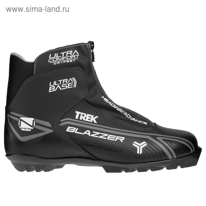 фото Ботинки лыжные trek blazzer comfort nnn ик, цвет чёрный, лого серый, размер 37