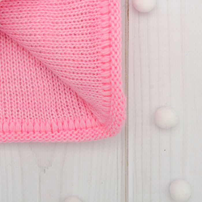 Шапка двухслойная детская "Зайка", размер 50, цвет светло-серый меланж/розовый кс116