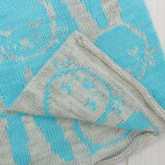 Шарф жаккардовый детский "Зайка", размер 130*19 см, цвет светло-серый меланж/голубой к116_М 202306