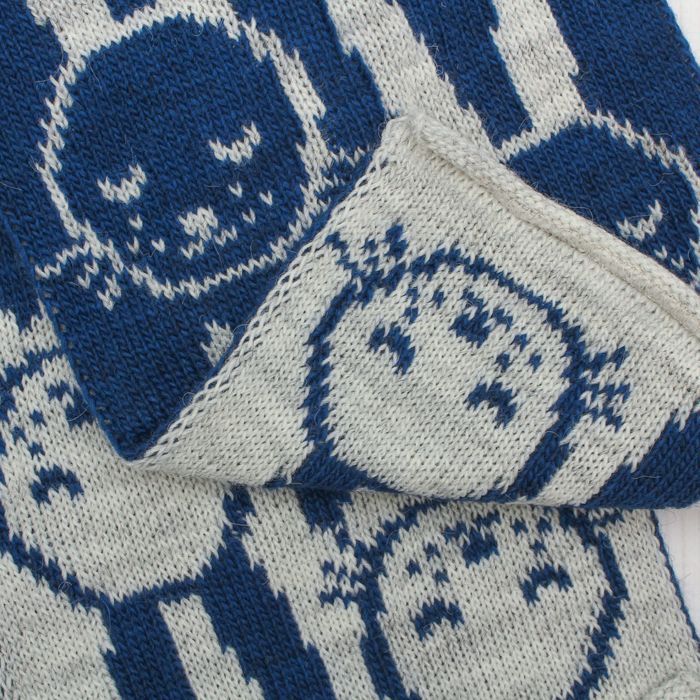 Шарф жаккардовый детский "Зайка", размер 130*19 см, цвет светло-серый меланж/синий к116_М