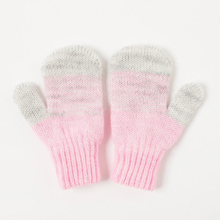 Варежки двойные детские "Мираж", размер 11, цвет серый меланж/розовый 2с229_М