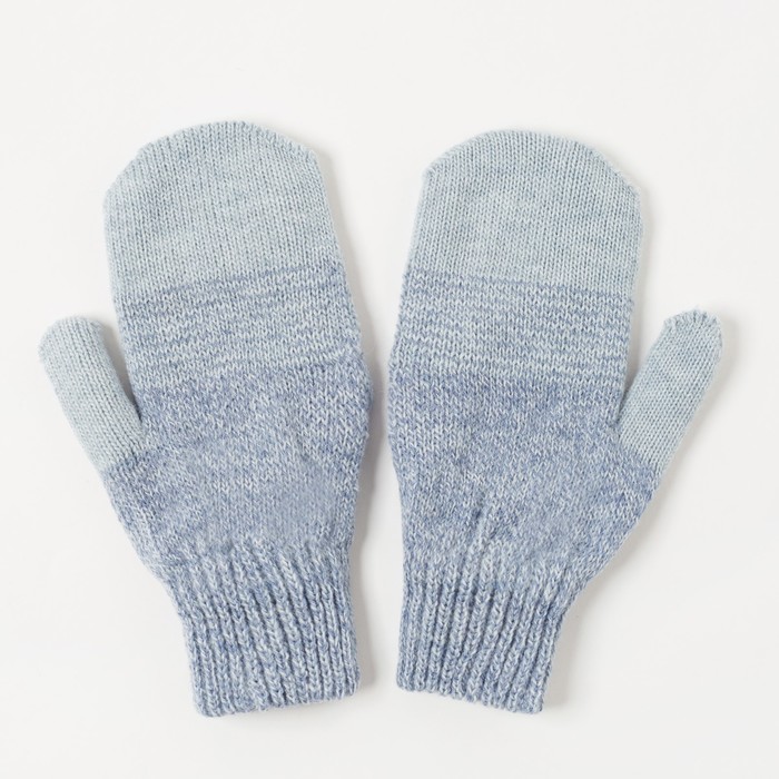 Варежки двойные для девочки "Сезам", размер 17, цвет голубой/голубой меланж 2с229