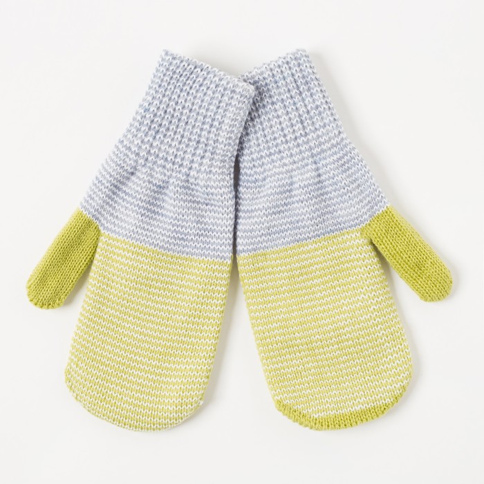 Варежки двойные для девочки "Сезам", размер 16, цвет оливковый/серый 2с229