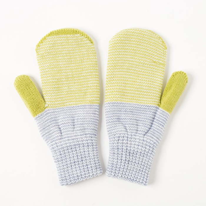 Варежки двойные для девочки "Сезам", размер 17, цвет оливковый/серый 2с229