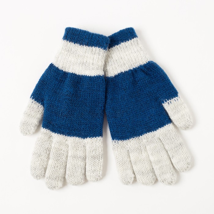 Перчатки двойные для девочки "Антик", размер 17, цвет тёмно-синий/серый 3с239