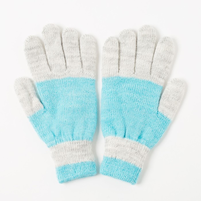 Перчатки двойные для девочки "Антик", размер 16, цвет бирюзовый/серый 3с239