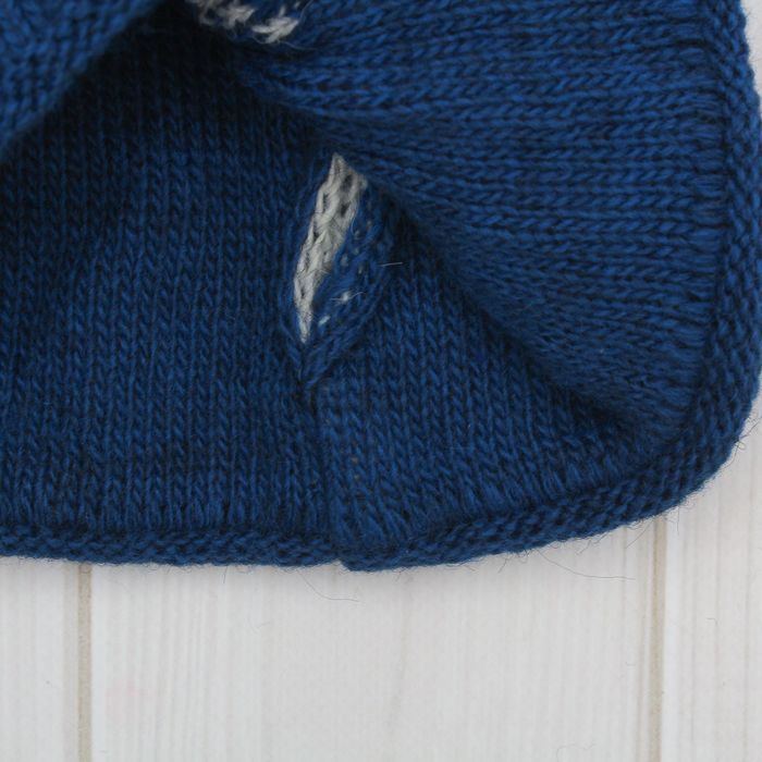 Шапка двойная для девочки "Зайка моя", размер 50-52, цвет светло-серый меланж/синий кс116