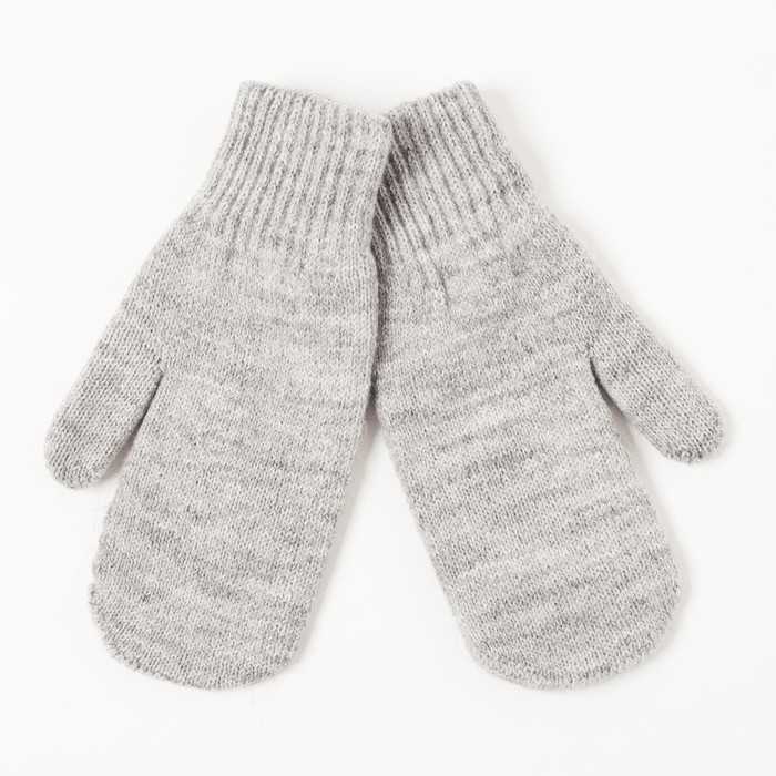 Варежки двойные для мальчика, размер 14, цвет серый меланж 2с229