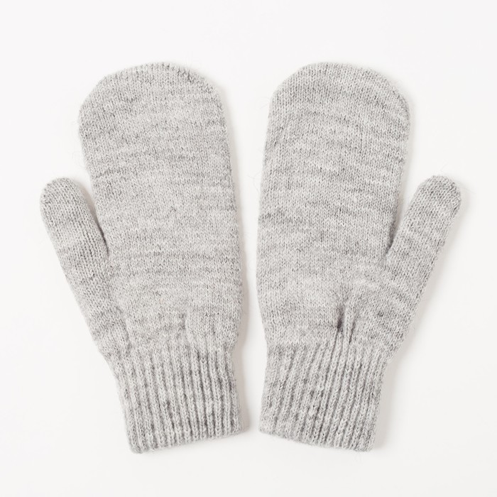 Варежки двойные для мальчика, размер 14, цвет серый меланж 2с229