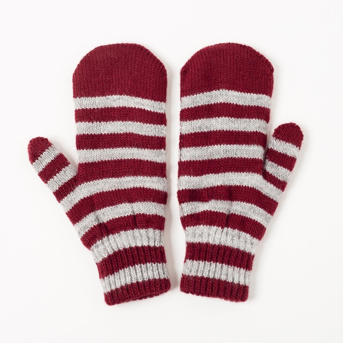 Варежки двойные для мальчика, размер 14, цвет серый меланж/бордовый 2с229