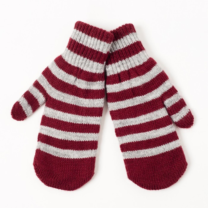 Варежки двойные для мальчика, размер 17, цвет серый меланж/бордовый 2с229