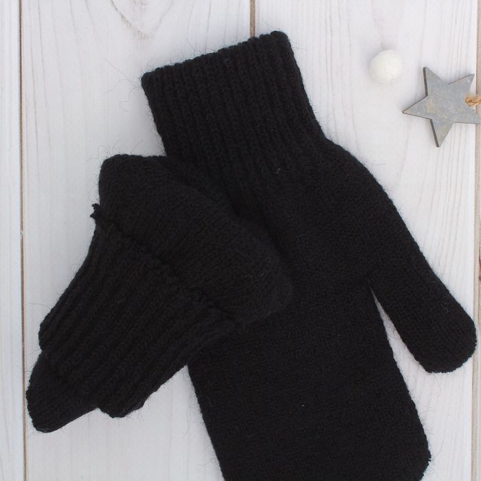 Варежки двойные для мальчика, размер 17, цвет чёрный 2с229