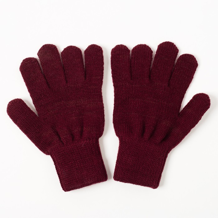 Перчатки одинарные для мальчика, размер 14, цвет бордовый 6с177