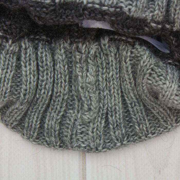 Шапка одинарная для мальчика, размер 50-52, цвет серый меланж/чёрный/пумпон меланж кс115