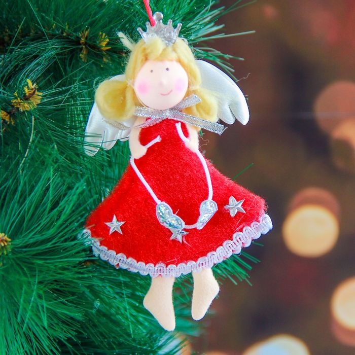 Мягкая девочка звездная красная 13 см в короне