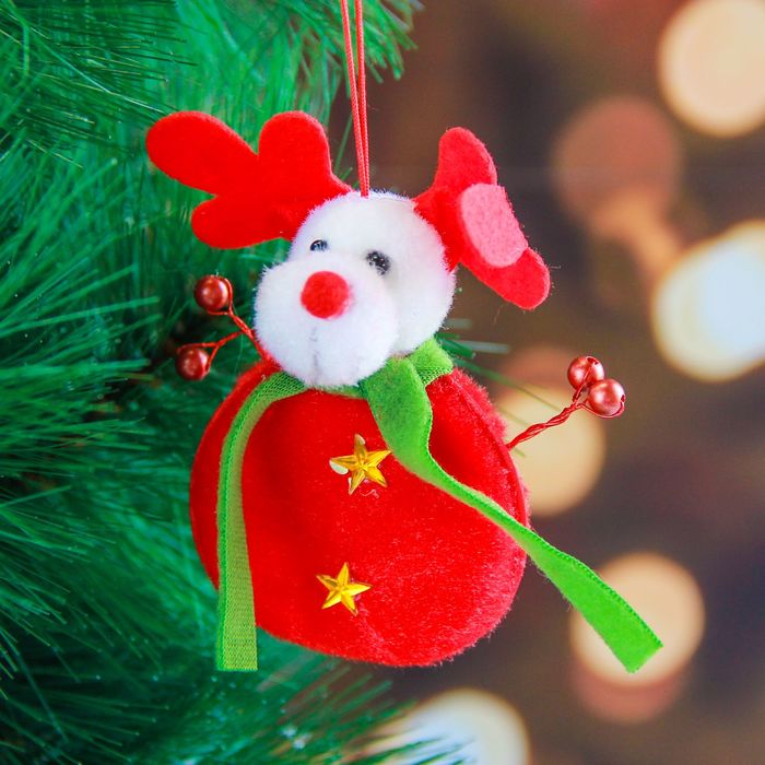 Мягкая круглая красная 9 см олень