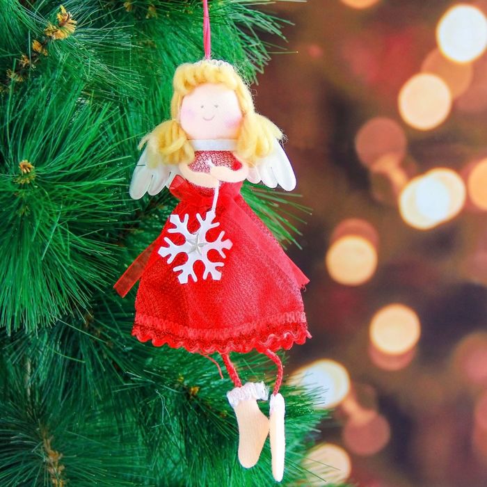 Мягкая красное платье 18 см девочка снежинка