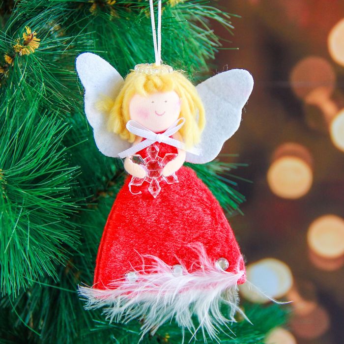 Мягкая красная капелька 11 см девочка снежинка