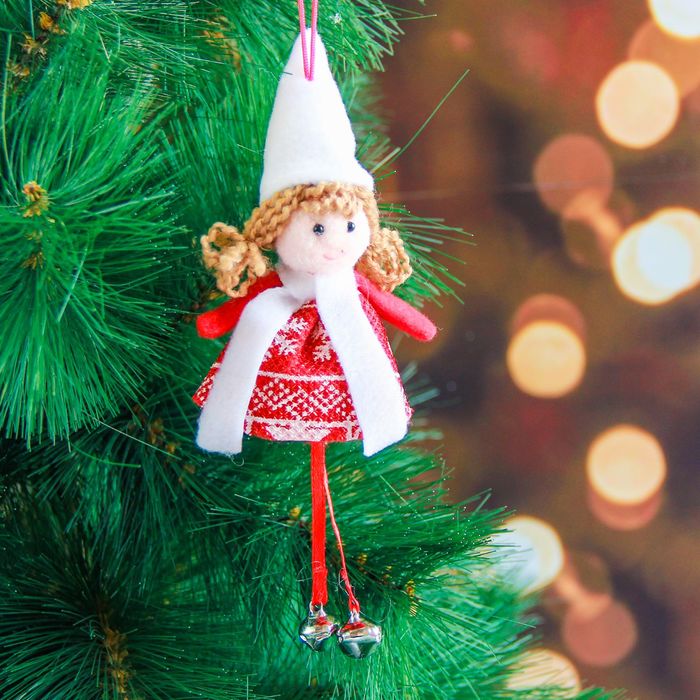 Мягкая бело красное платье 12 см девочка с шарфиком