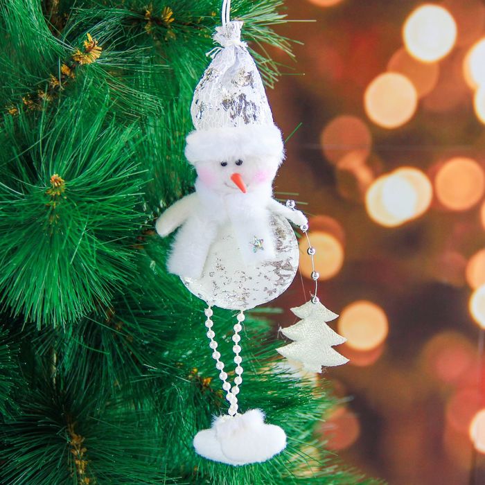 Мягкая белая круглая 18 см снеговик