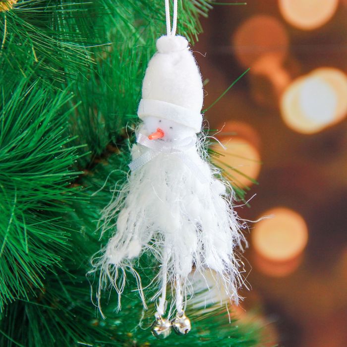 Мягкая белая пушистая волна 12 см снеговик