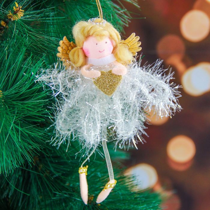 Мягкая белая пушистая 12 см девочка