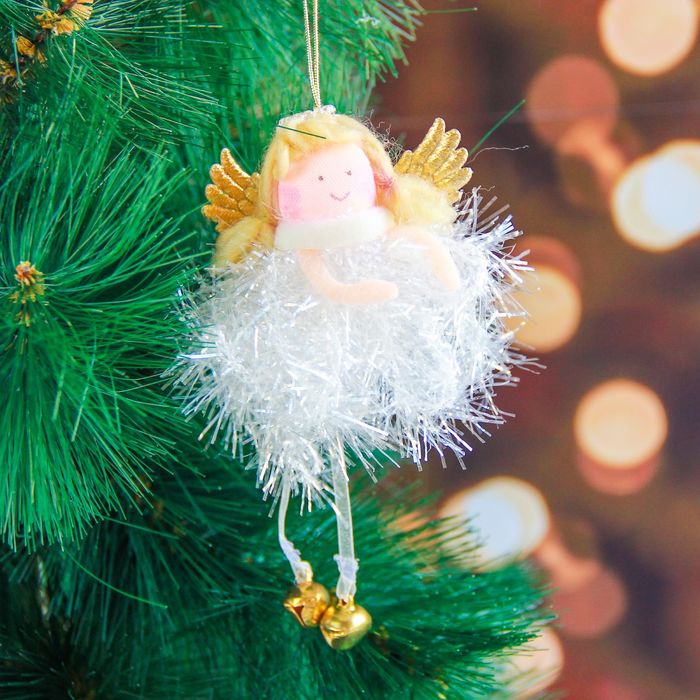 Мягкая белая пушистая 15 см девочка