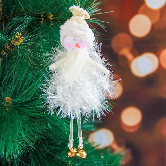 Мягкая белая пушистая 15 см снеговик