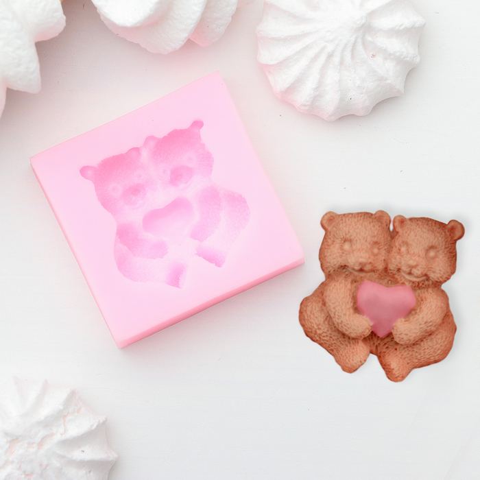 Молд 5 см "Парочка медведей", цвета МИКС