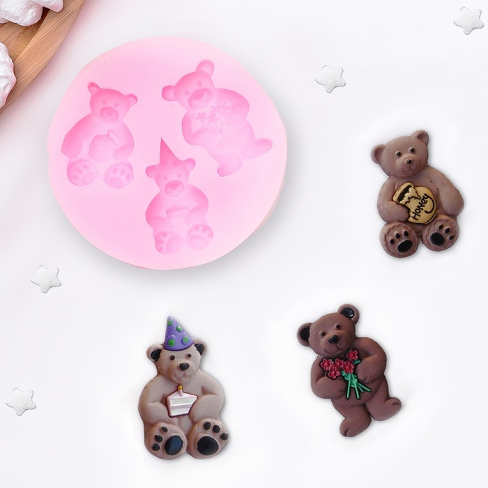 Молд 7х1,2 см "Три медведя", цвета МИКС