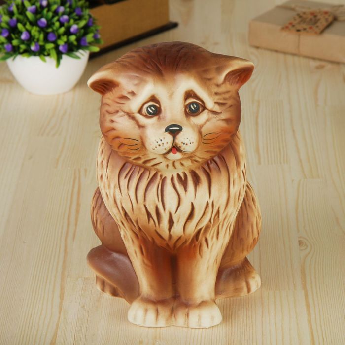 Копилка "Кот Баюн" шамот, коричневый