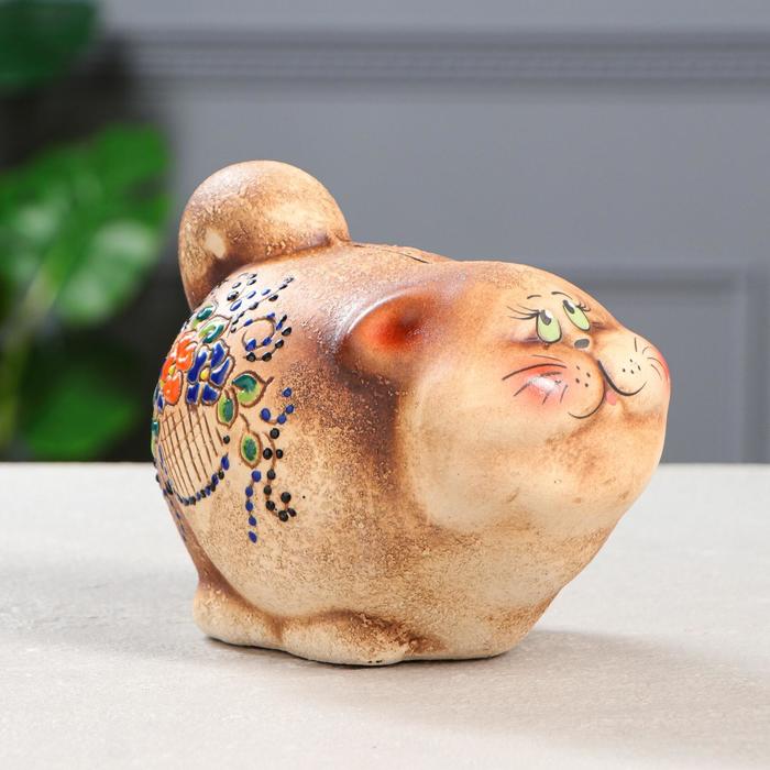 Копилка "Кот Вениамин" шамот, коричневый