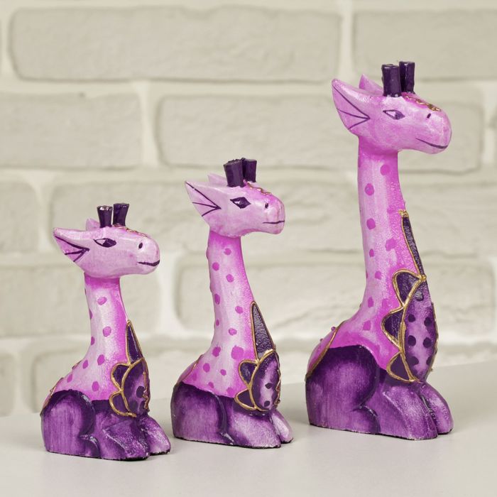 Сувенир дерево "Сиреневые жирафы" набор 3 шт h=10, 12, 16 см