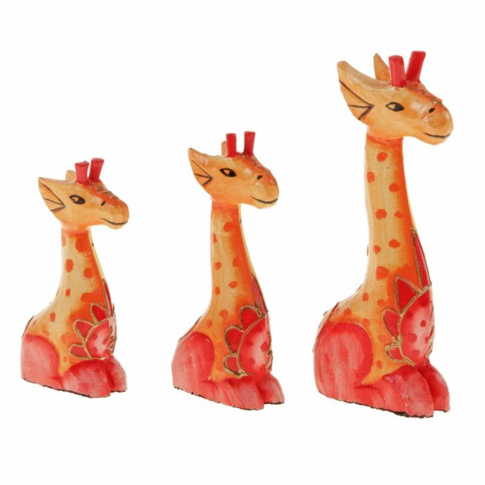 Сувенир дерево "Оранжевые жирафы" набор 3 шт h=10, 12, 16 см