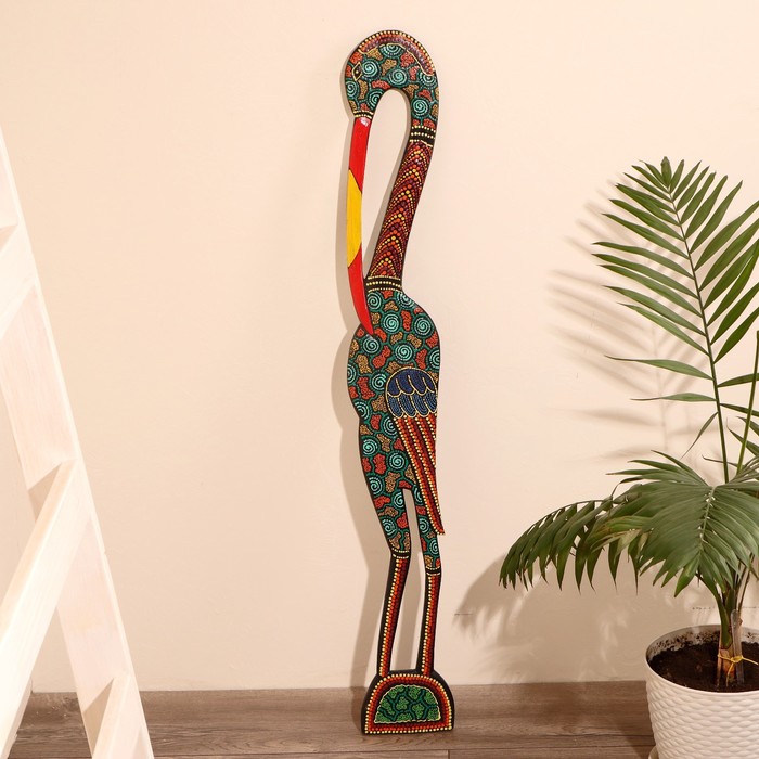 Панно настенное дерево "Аист цветное" 95х13х1 см МИКС